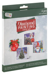 Zestaw Świątecznych kartek do diamentowanego malowania, 16x16cm.