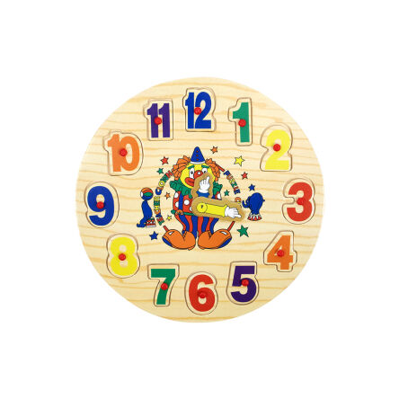 WOODEN Jigsaw CLOCK WITH PINS 23 CM.
