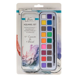 Aquarel zestaw 18 kolorów + 1 pędzelek w puszce sk